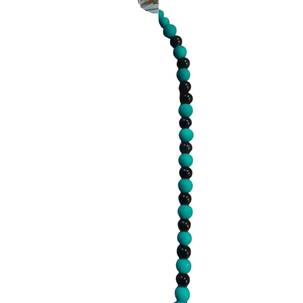 Handcrafted Blue and‎ Black Beaded Necklace